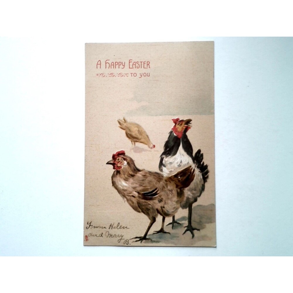 Vintage Raphael Tuck Easter Postcard Chickens Rooster Farm Animals 1913 Posted